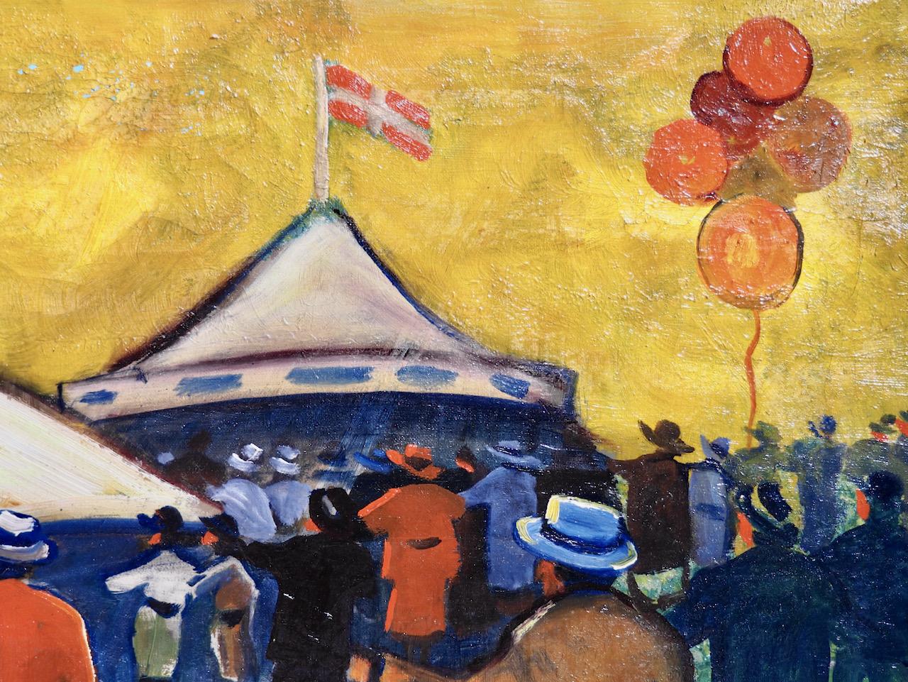 Belle peinture danoise de cirque, signée Jens Srensen Bon état - En vente à Aalsgaarde, DK