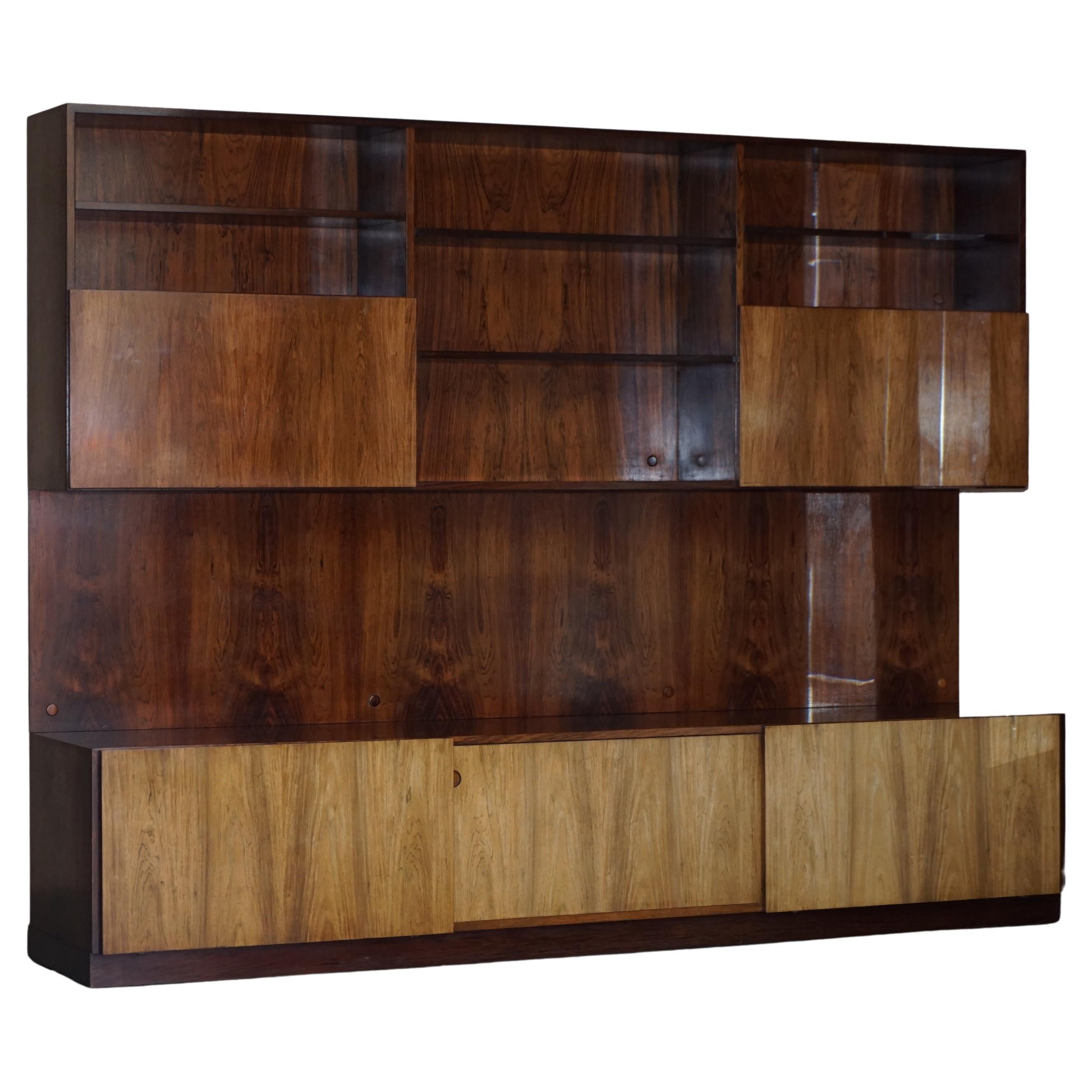 Fine Danish Hardwood Mid-Century Modern 1960's Bookcase Bar Sideboard