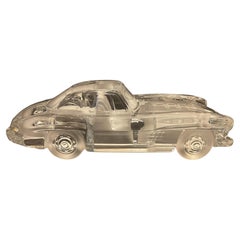 Escultura de coche Daum Mercedes Benz 300 SL Gullwing Vintage Art Glass Signed