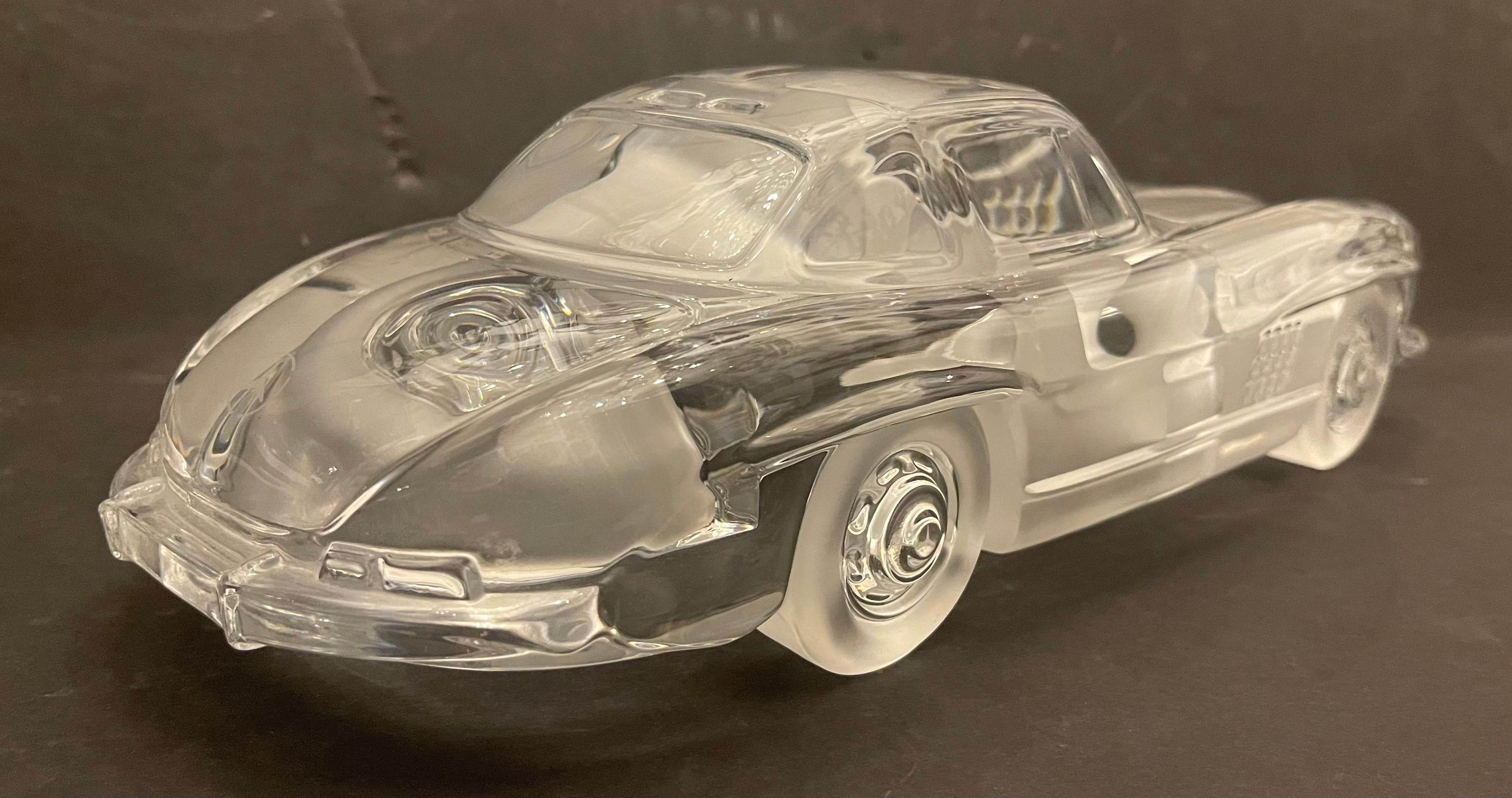 20th Century Fine Daum Mercedes Benz 300 SL Gullwing Vintage Art Glass Signed Car Sculpture