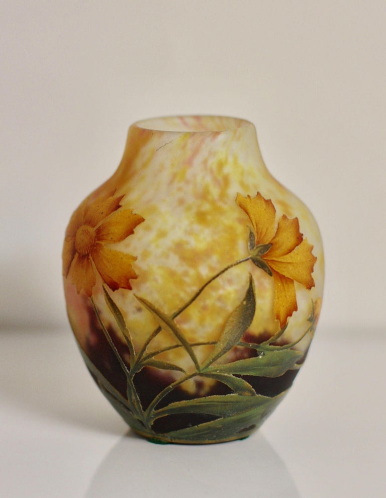 Fine Daum Nancy Cameo and Enamel Glass Vase at 1stDibs