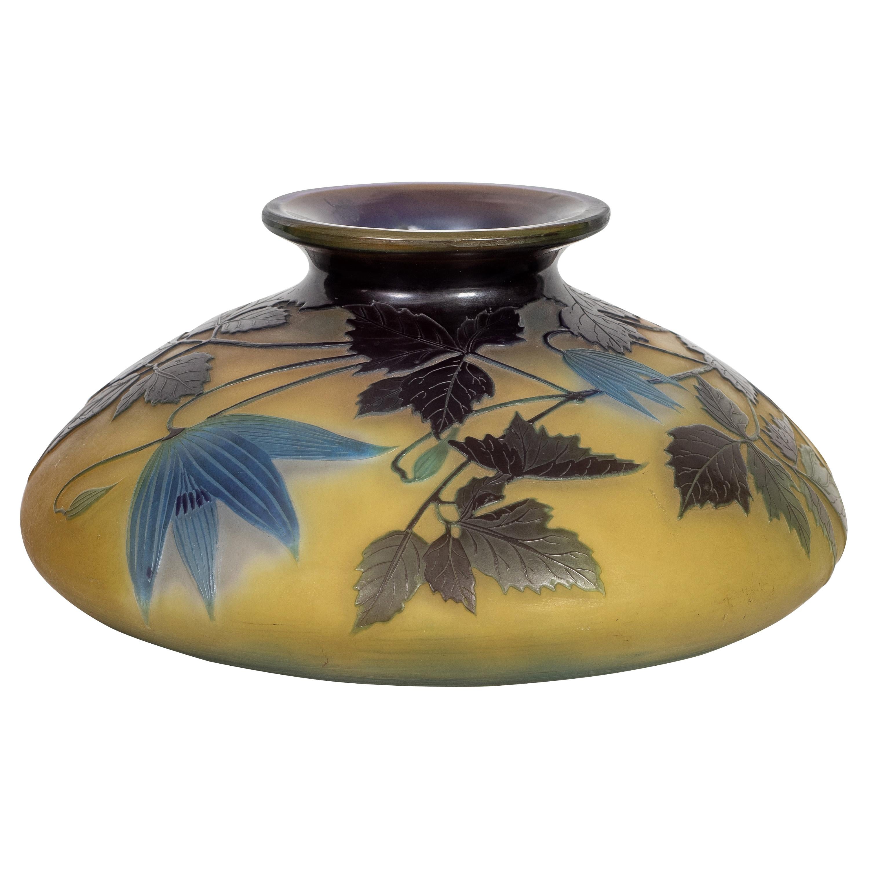 Fine Émile Gallé  Enamel Glass Vase For Sale
