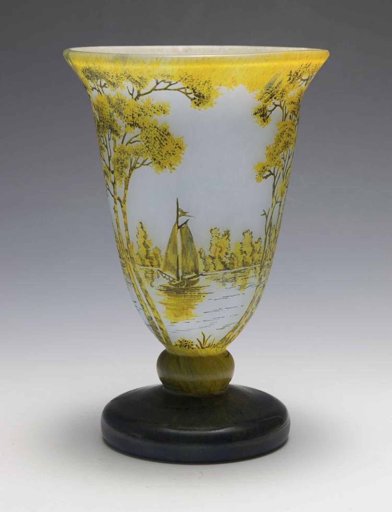 French Fine Daum Nancy Footed Vase For Sale