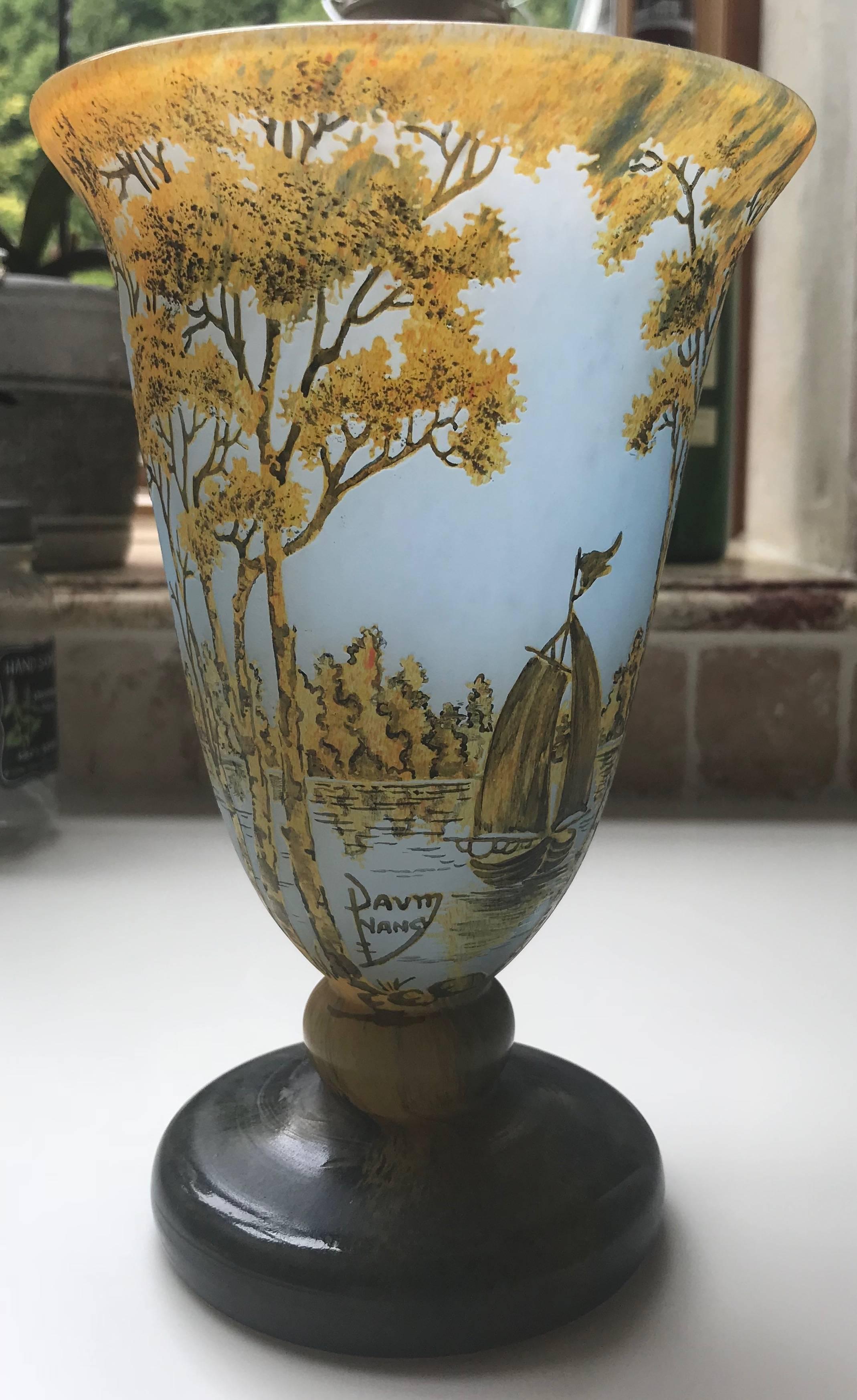 20th Century Fine Daum Nancy Footed Vase For Sale