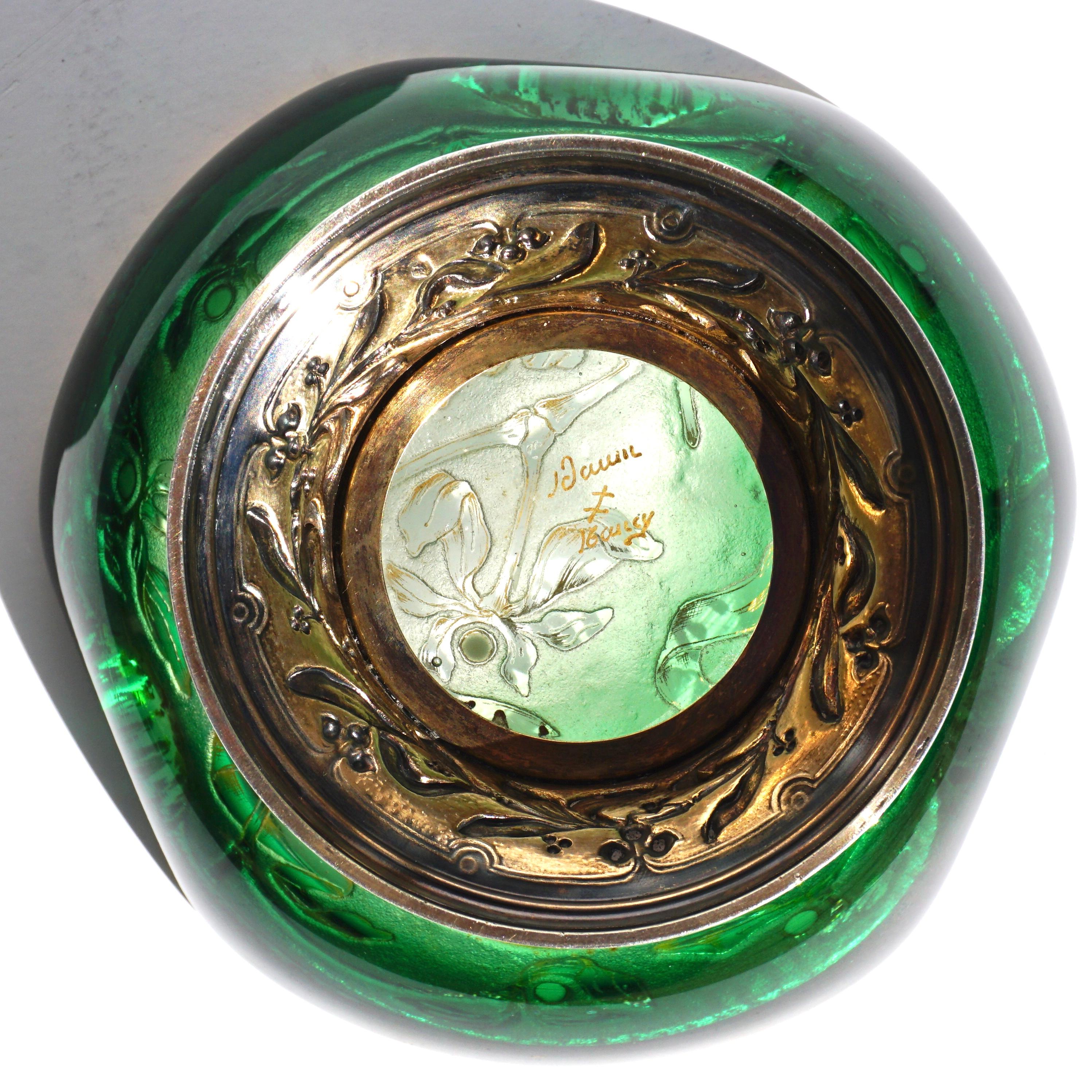 Feine Daum Nancy-Vase aus vergoldetem und emailliertem Silber mit Deckel aus Glas im Zustand „Hervorragend“ im Angebot in Dallas, TX