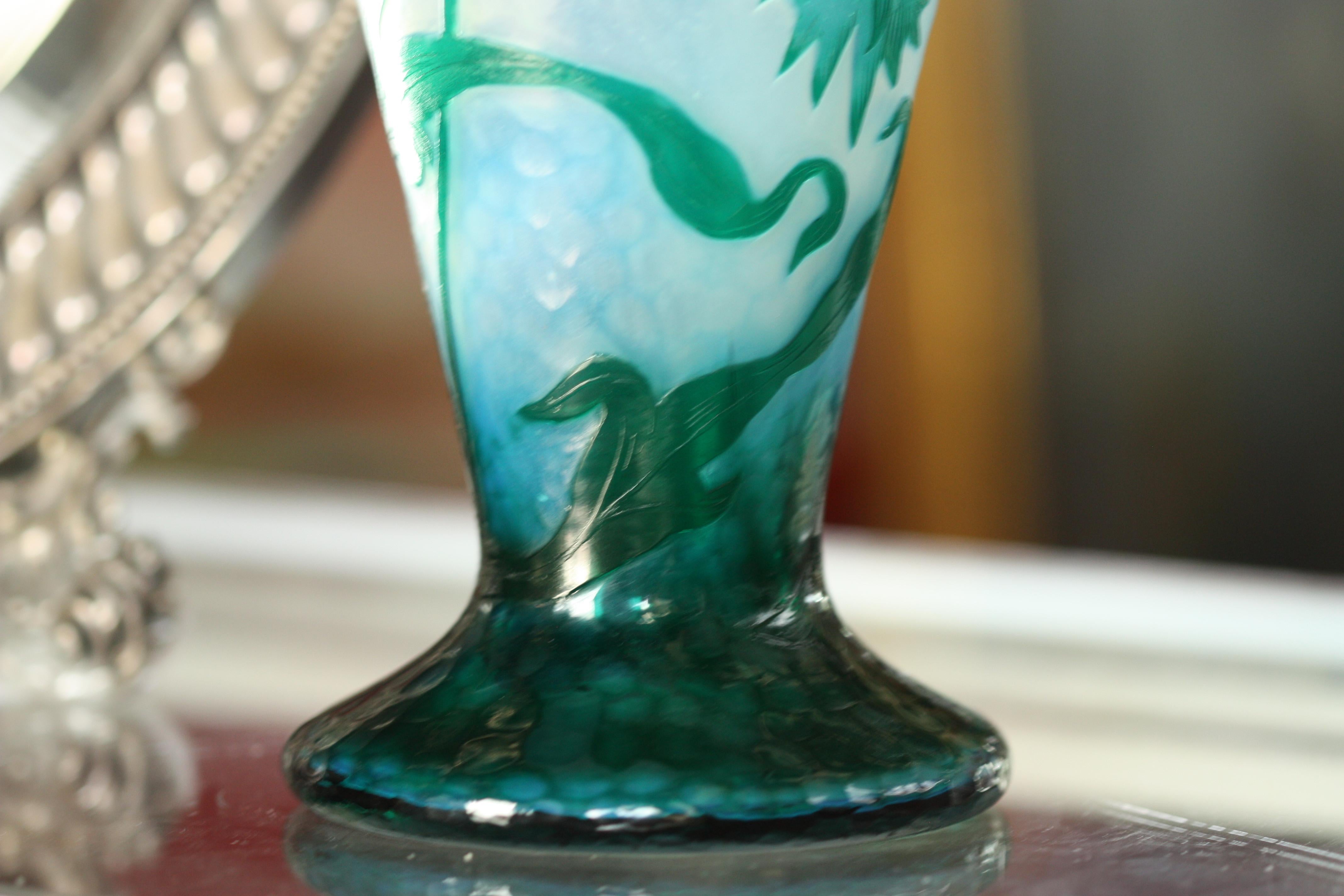 Fine Daum Nancy Martele Cameo Glass Two-Handled Vase, from the Pinhas Collection For Sale 3