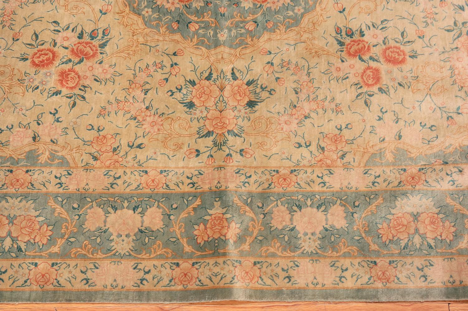 Tabriz Vintage Persian Silk Qum Rug. 4 ft 4 in x 6 ft 6 in  For Sale