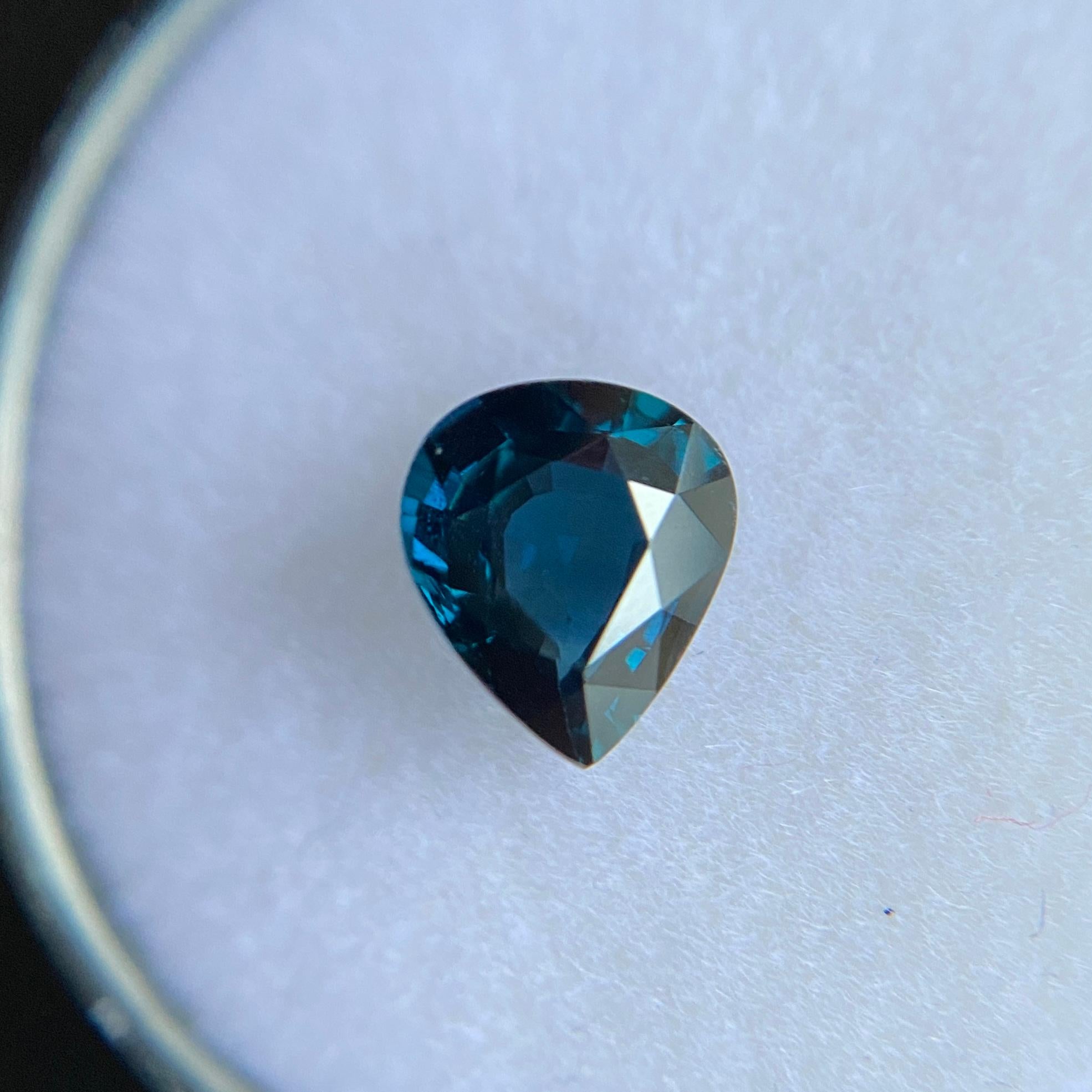 FINE Deep Blue Sapphire 1.02ct Pear Teardrop Cut RARE Loose Gemstone 7x6mm In New Condition For Sale In Birmingham, GB