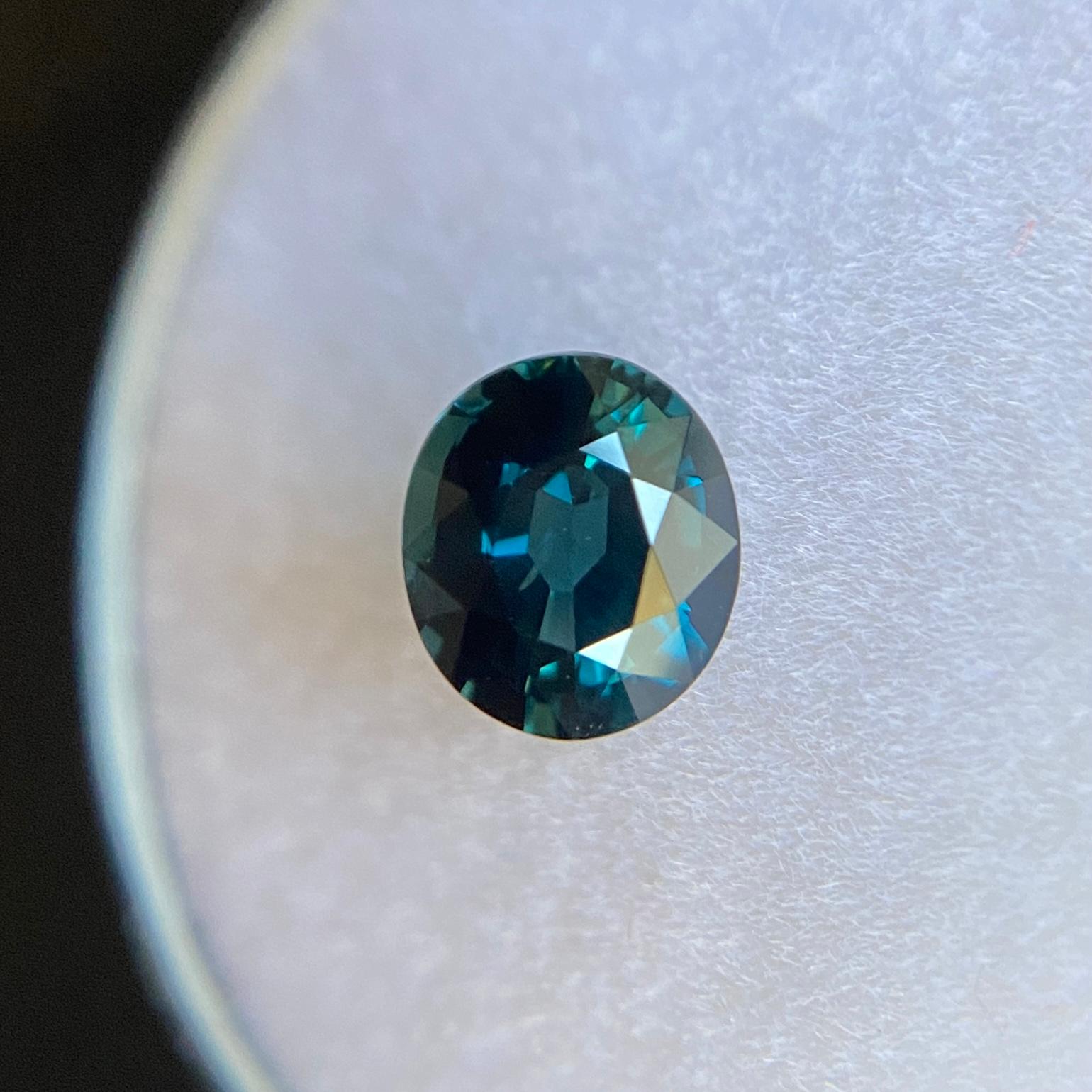 Women's or Men's Fine Deep Green Blue GIA Certified 1.03ct Unheated Sapphire Oval Cut Untreated For Sale