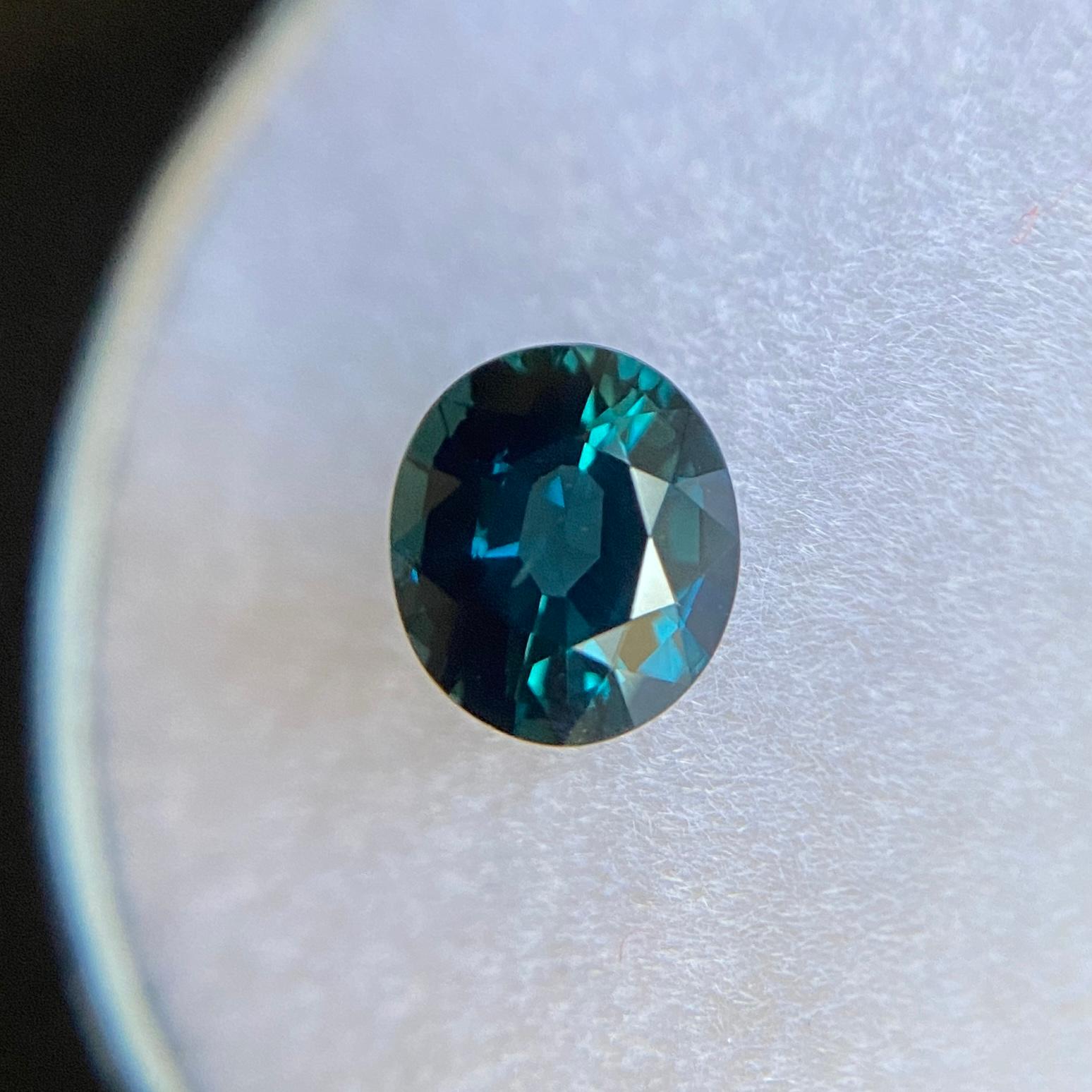 Fine Deep Green Blue GIA Certified 1.03ct Unheated Sapphire Oval Cut Untreated For Sale 1
