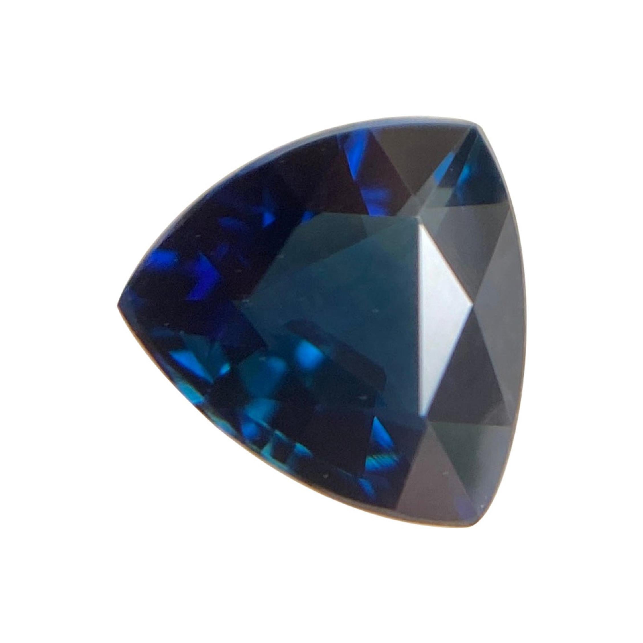 Fine Deep Royal Blue Australian Sapphire 1.27ct Triangle Trillion Cut Gem