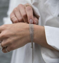 Fine Delicate Sterling Chainmaille Mesh Drape Bracelet Graduated Pointed Detail