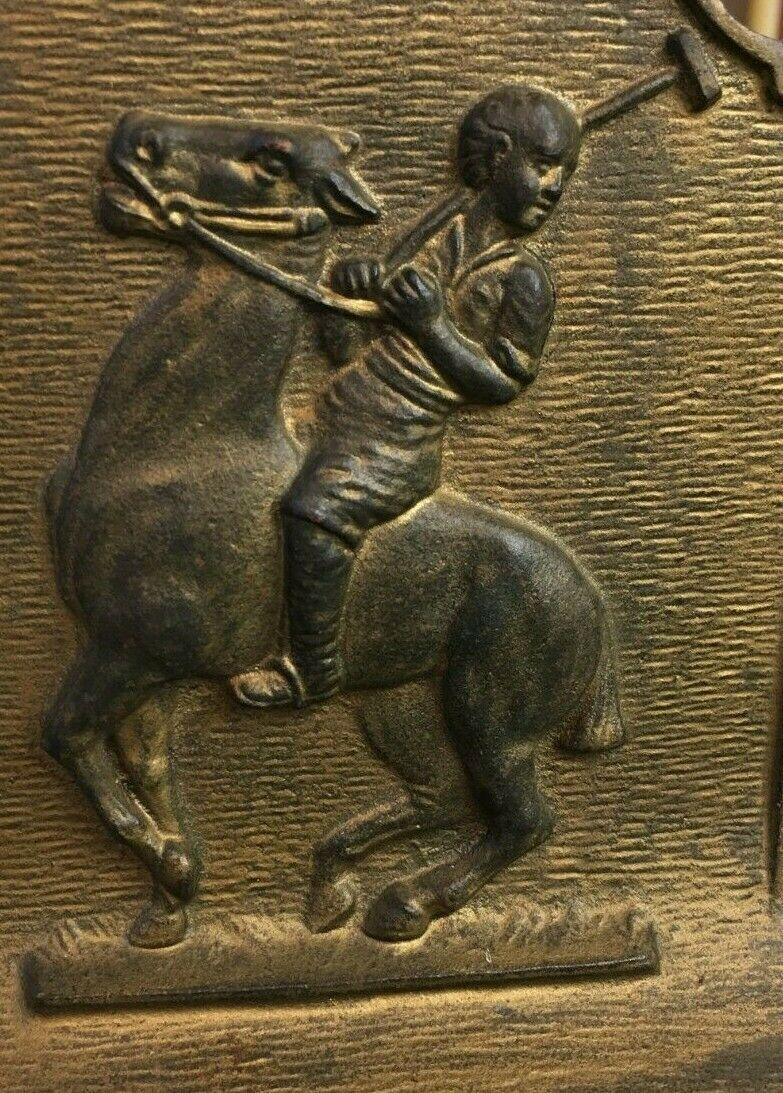 20th Century Fine/Detailed Gilded Antique B&H Cast Polo Players on Horseback Antique Bookends For Sale