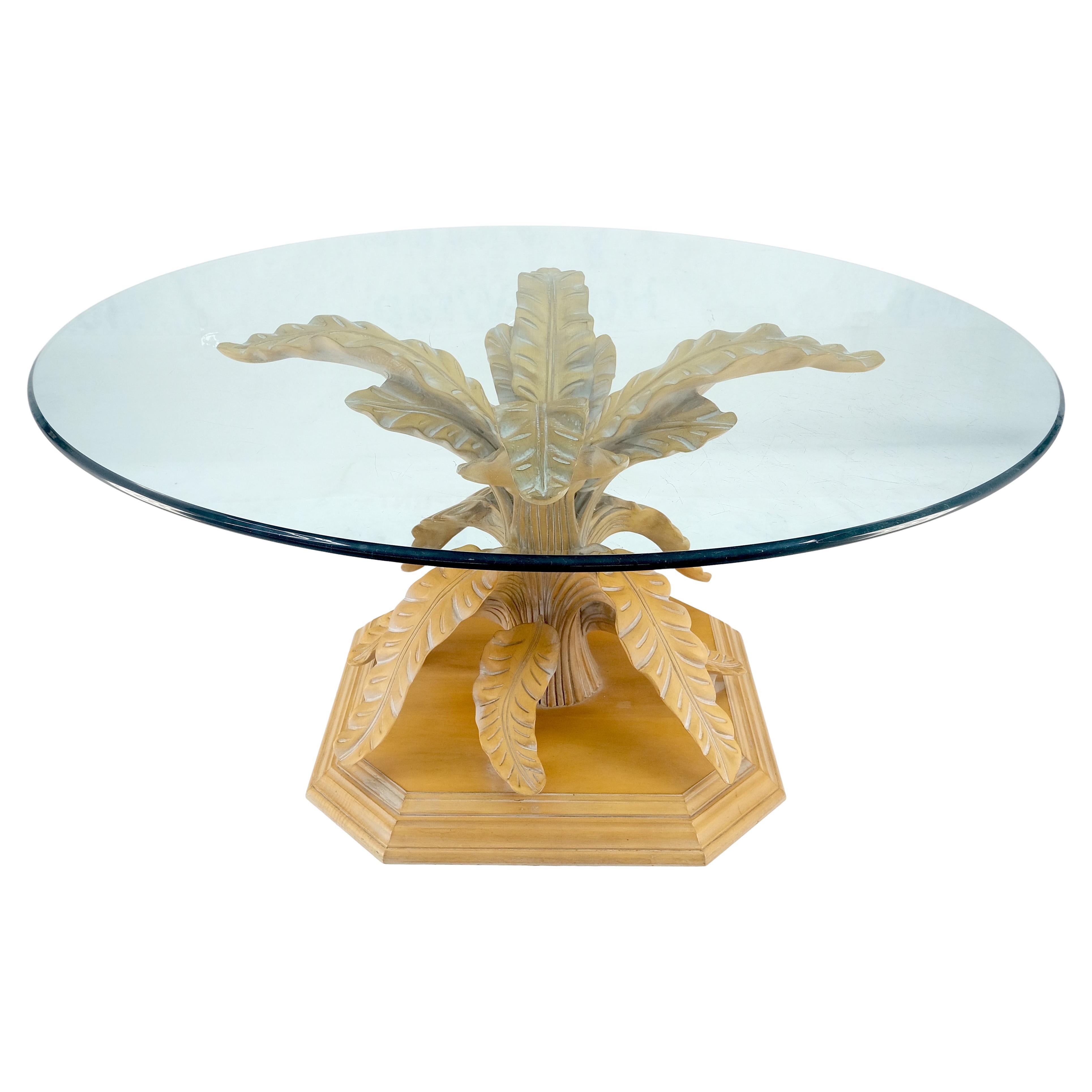 Dettagli raffinati Foglie d'albero intagliate Base in legno massiccio  60"  Tavolo da pranzo con piano in vetro