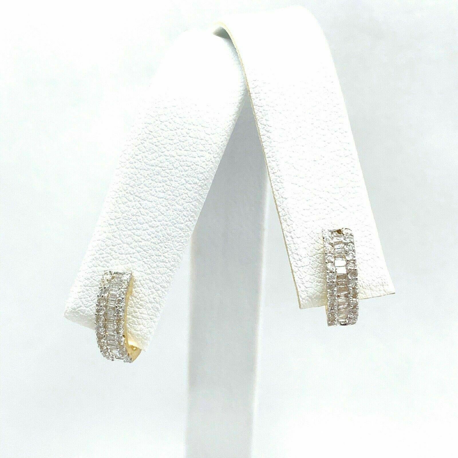 Modern Fine Diamond 14 Karat Huggie Earrings Certified