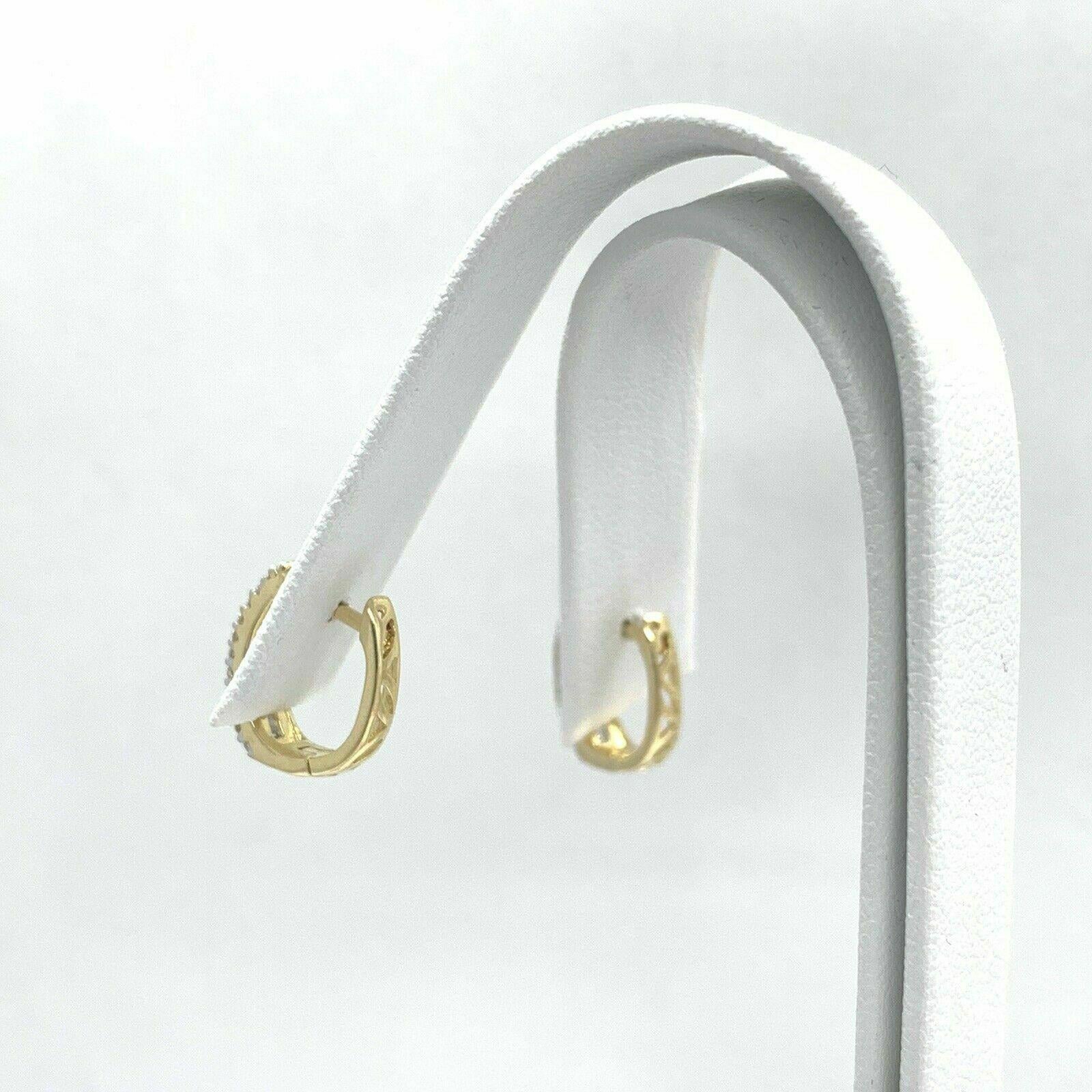 Fine Diamond 14 Karat Huggie Earrings Certified 2