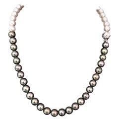 Fine Diamond Akoya Tahitian Pearl 14 Karat Necklace Certified