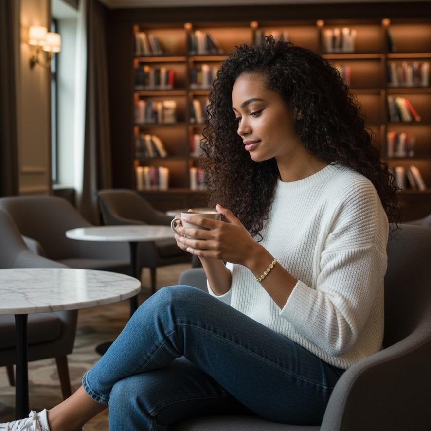 Bracelet en or jaune 18 carats très poli possédant 30 diamants finement taillés en brillant bien assortis et sertis sur le chaton pesant un poids estimé à 3,5 cts. et également estimés être presque incolores G/H et très légèrement inclus VS. 

Ce