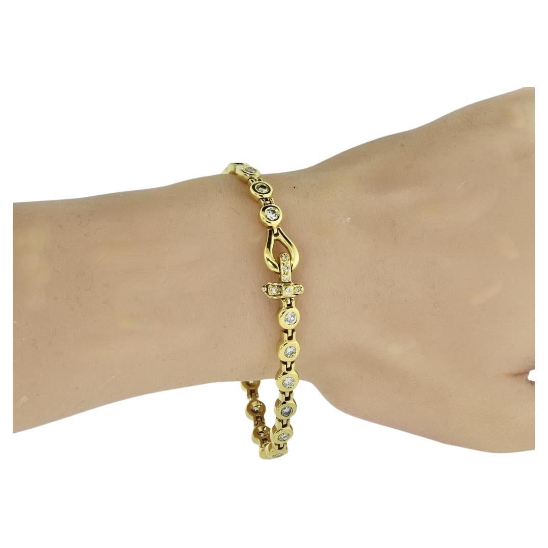 Bracelet à maillons souples en or jaune 18K et diamants fins