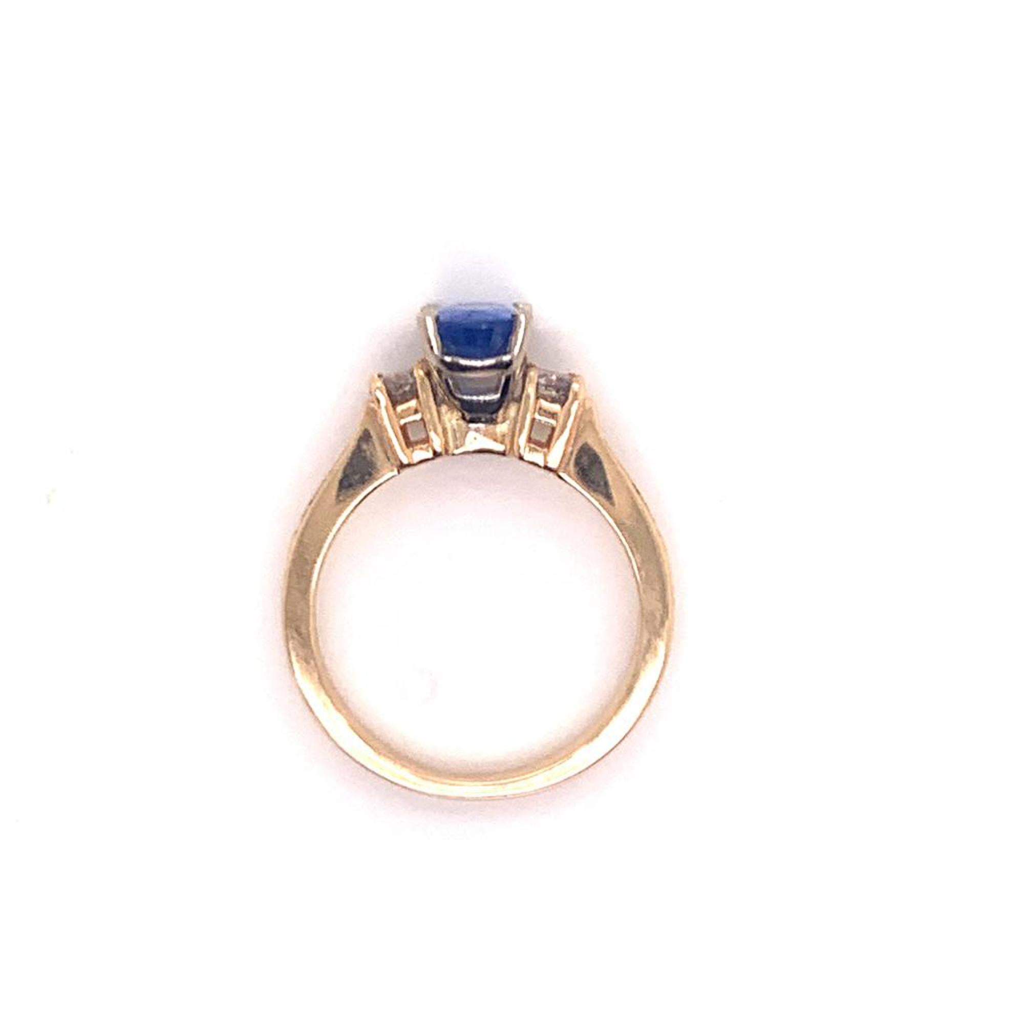 Women's or Men's Diamond Blue Sapphire Ring 14k Gold Women 1.67 TCW Certified For Sale