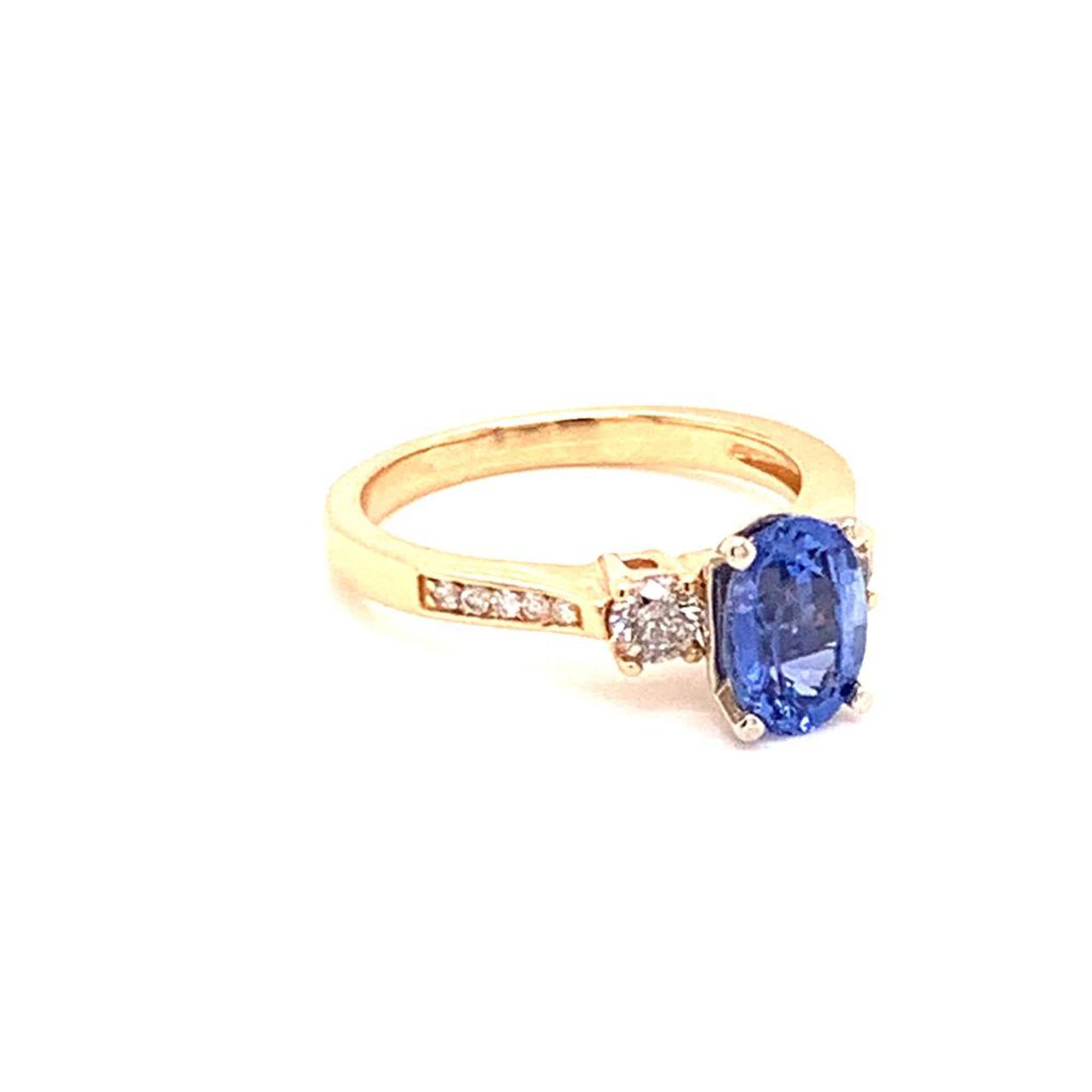 Diamond Blue Sapphire Ring 14k Gold Women 1.67 TCW Certified In New Condition For Sale In Brooklyn, NY