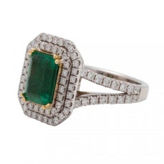 Fine Diamond and Emerald Ring, 18 Karat