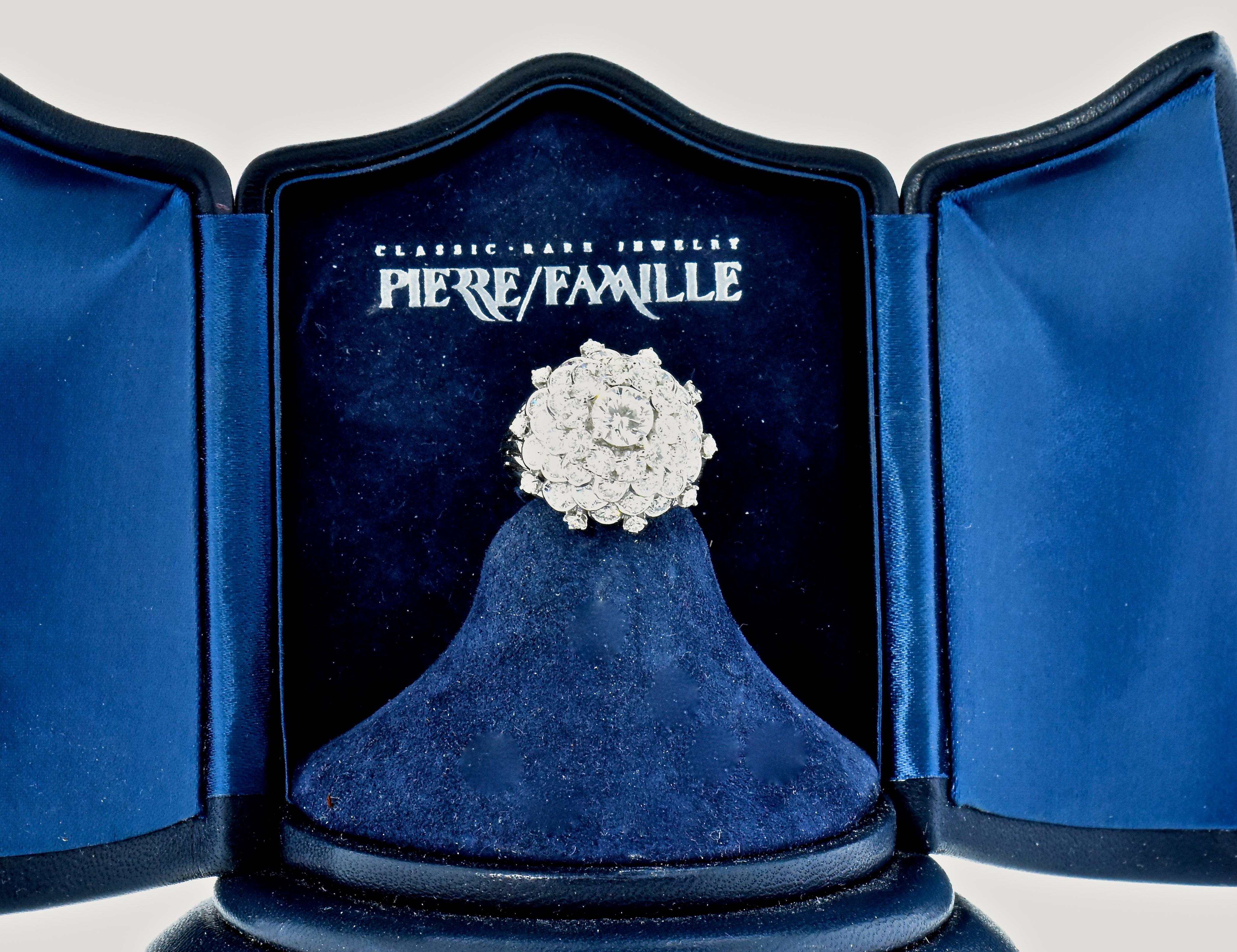 Handgefertigter Vintage-Ring aus Diamant und Platin mit Diamanten, um 1960 4