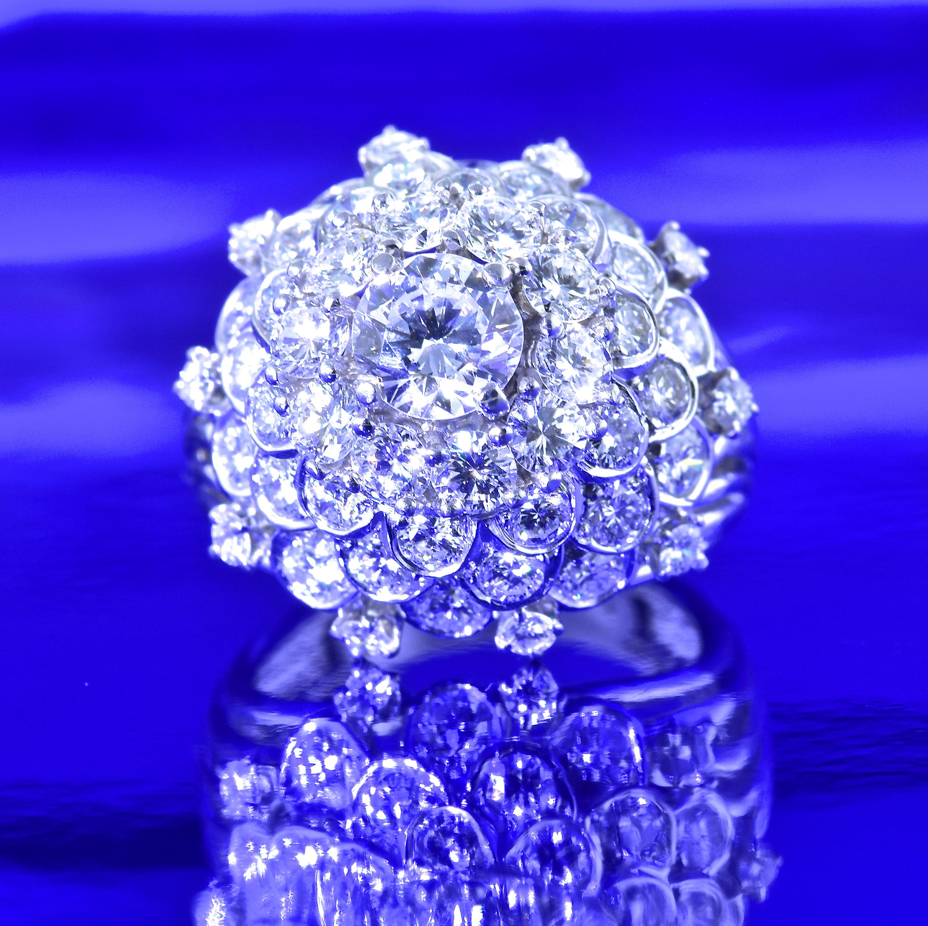 Contemporary Fine Diamond and Platinum Vintage Handmade Ring, circa 1960 For Sale