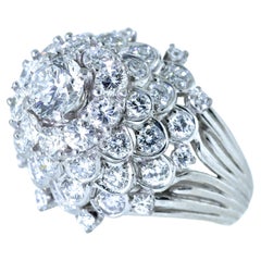 Fine Diamond and Platinum Vintage Handmade Ring, circa 1960