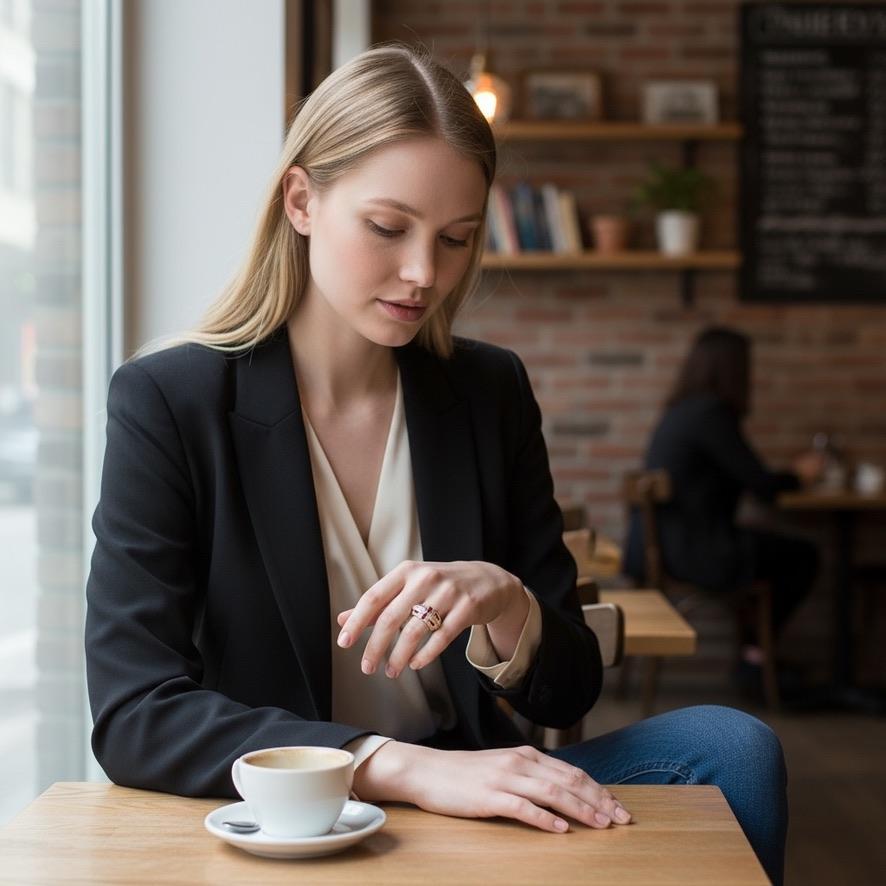 Brilliant Cut Fine Diamond and Ruby 18K  Unusual Geometric Modern Designed Ring For Sale