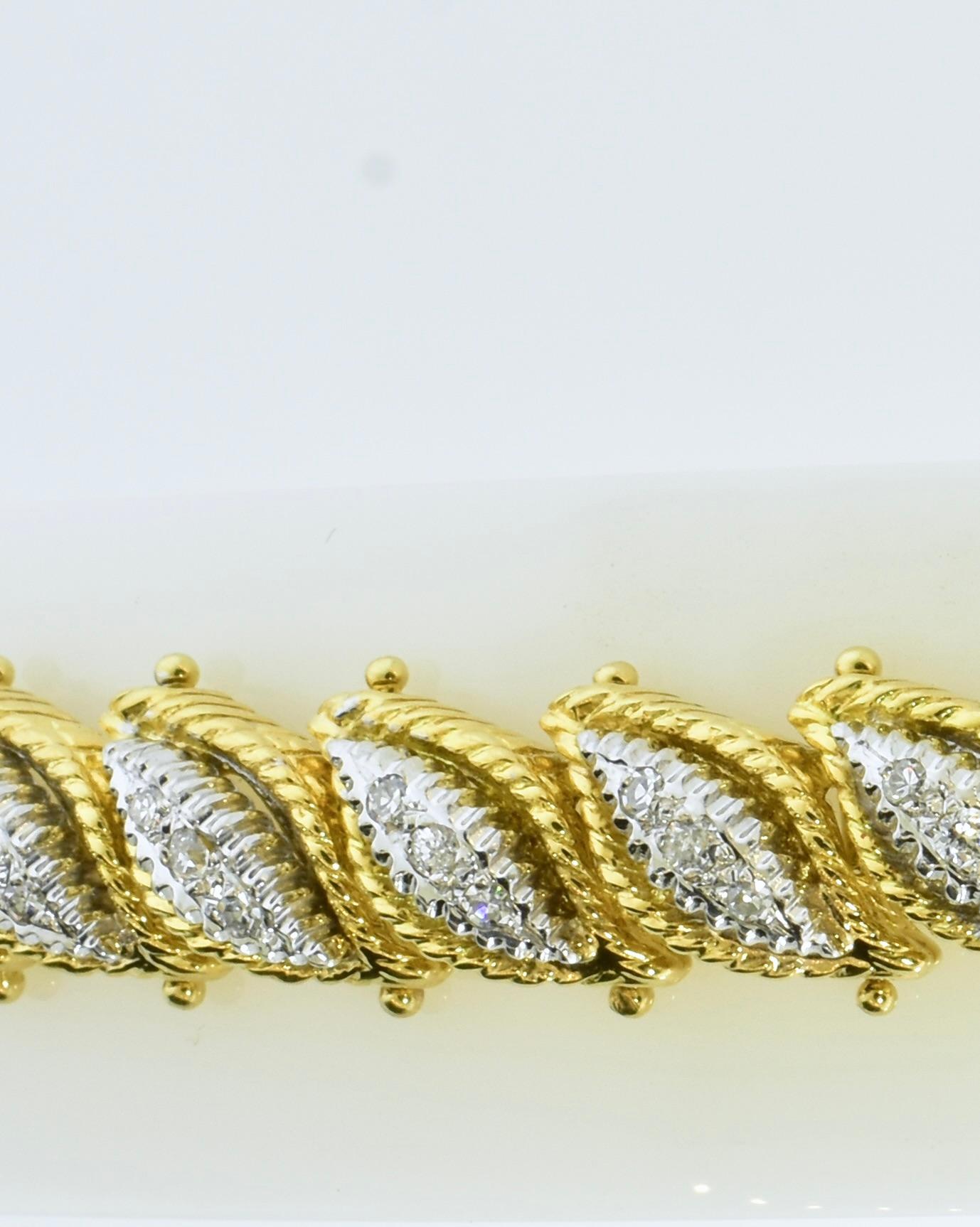 Fine Diamond Bracelet 18K Gold with Fine White Brilliant Cut Diamonds, c. 1960 5