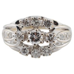 Fine Diamond Cluster Ring  0.89ct VVS1 E–G in 14K White Gold