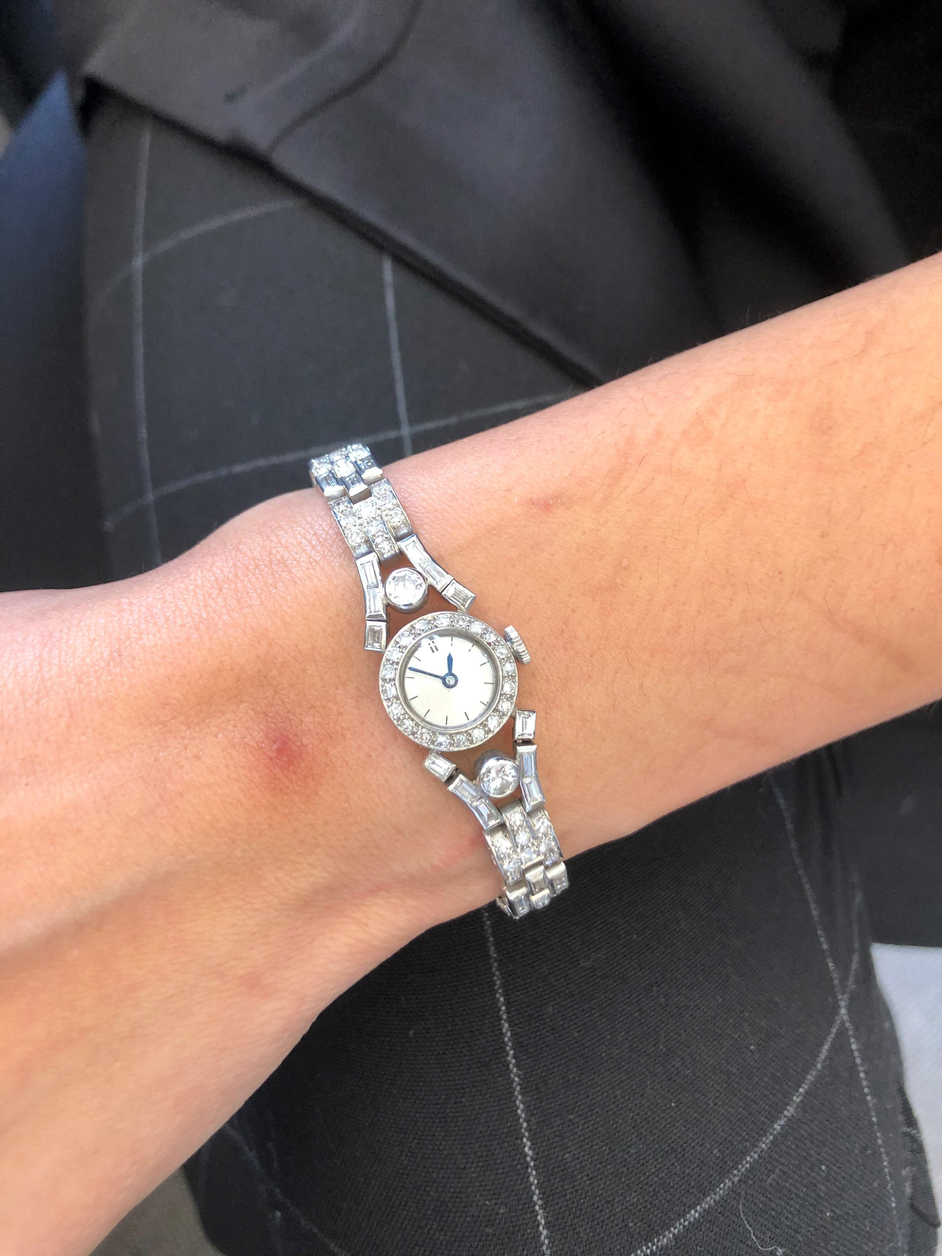 Art Deco Fine Diamond Ladies Watch in Platinum 950