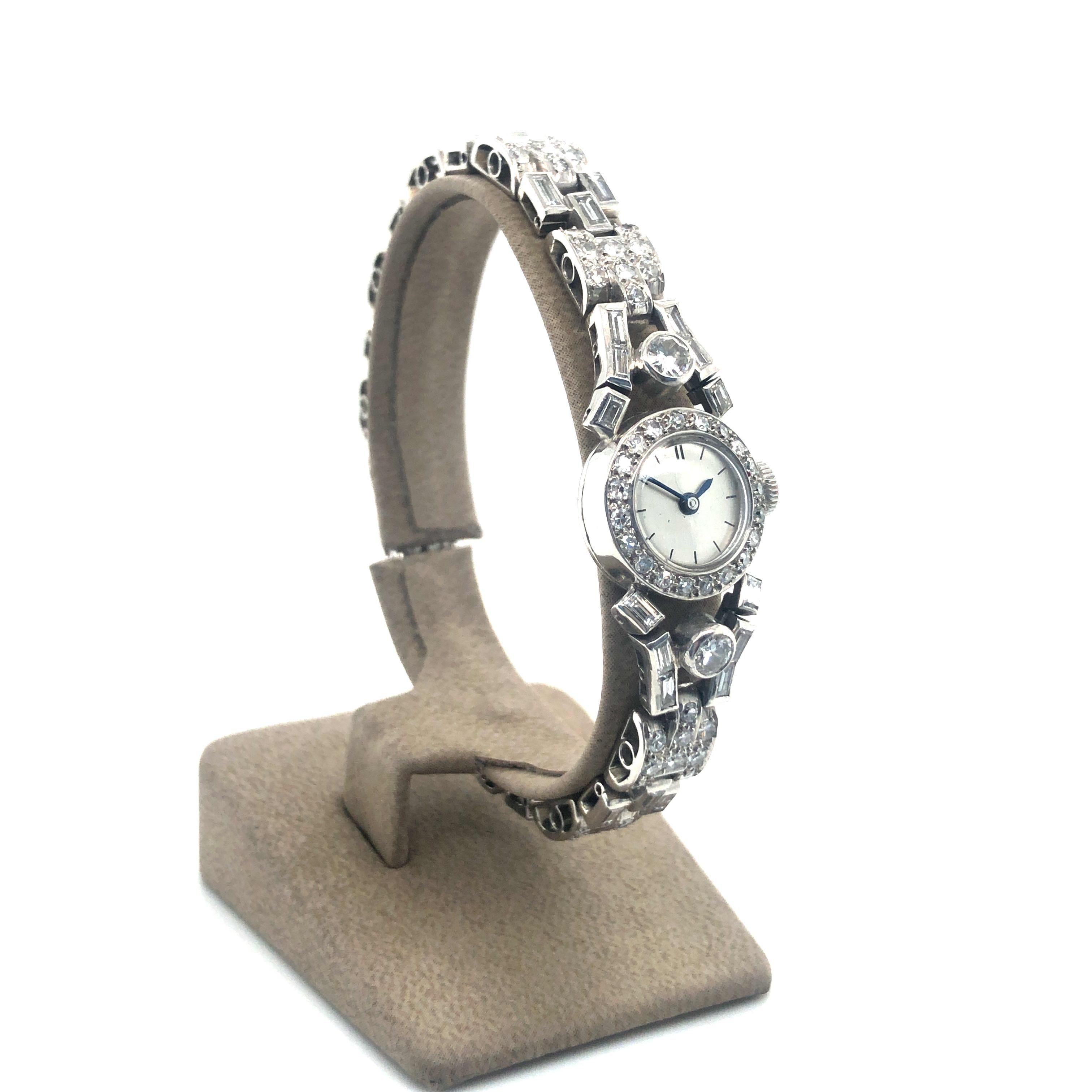 Single Cut Fine Diamond Ladies Watch in Platinum 950