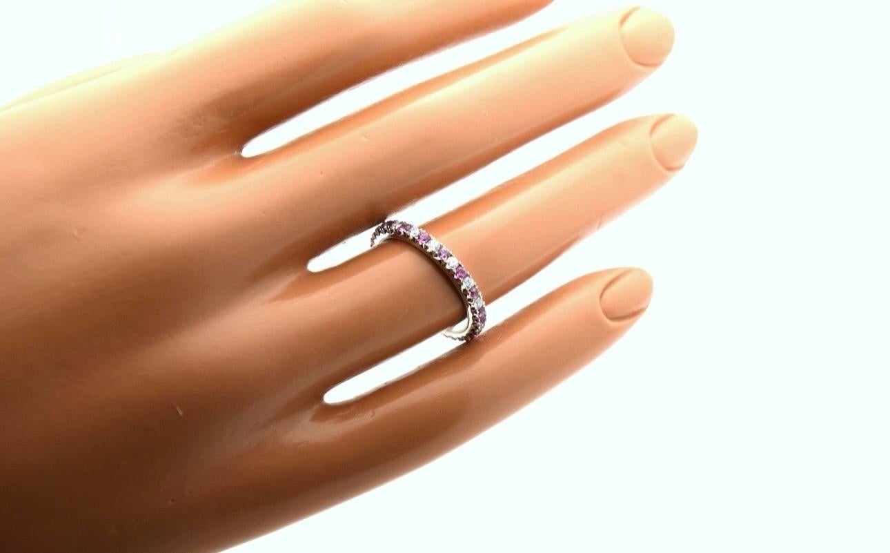 Ring aus Platin mit feinem Diamanten und rosa Saphiren PT950 für Damen oder Herren im Angebot