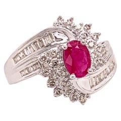 Diamond Ruby Ring 14k Gold 1.30 TCW Women Certified
