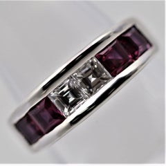 Fine Diamond & Ruby Platinum Band Ring