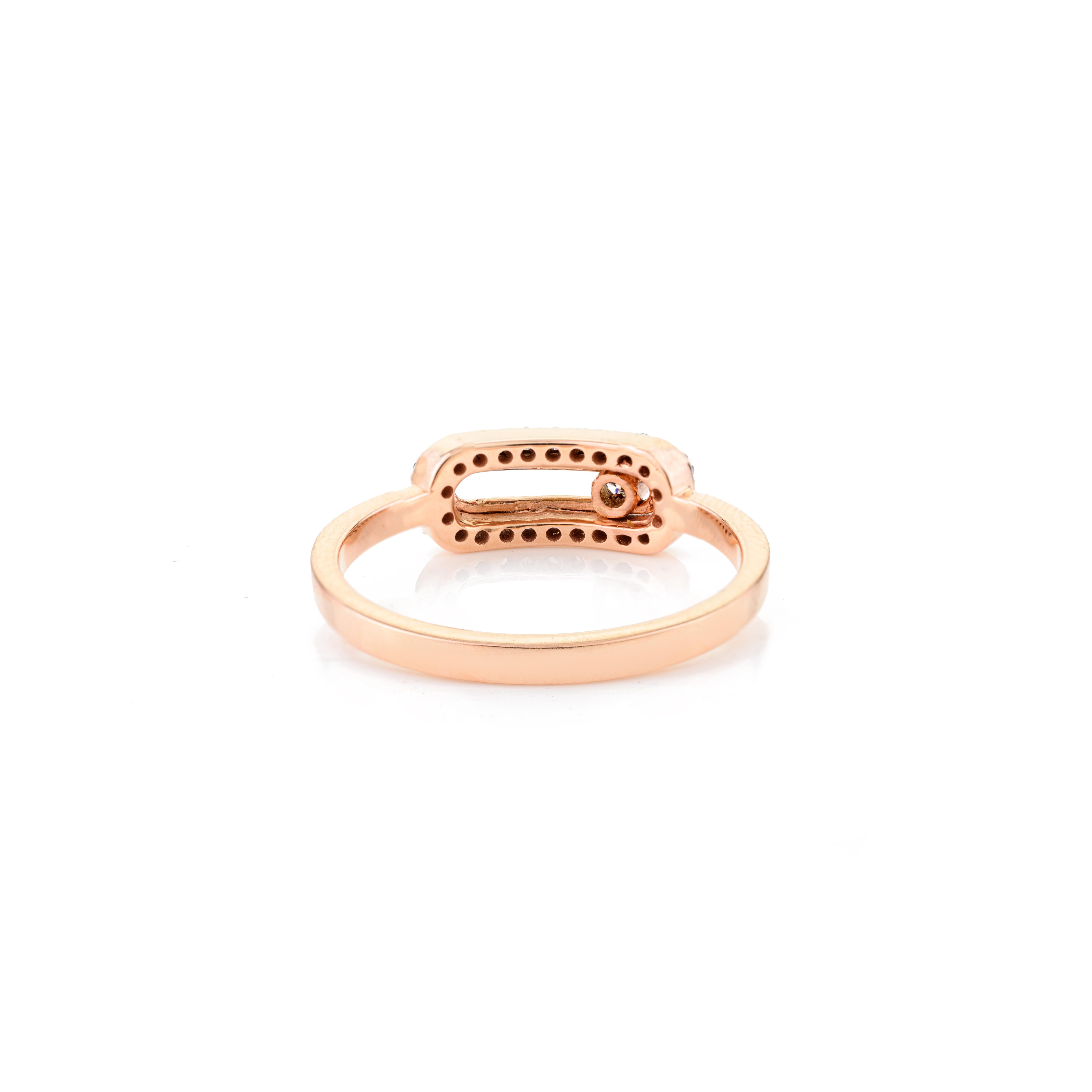 Im Angebot: Fine Diamond Uno Pave Minimalist Ring Geschenk für Sie in 14k Solid Rose Gold () 5