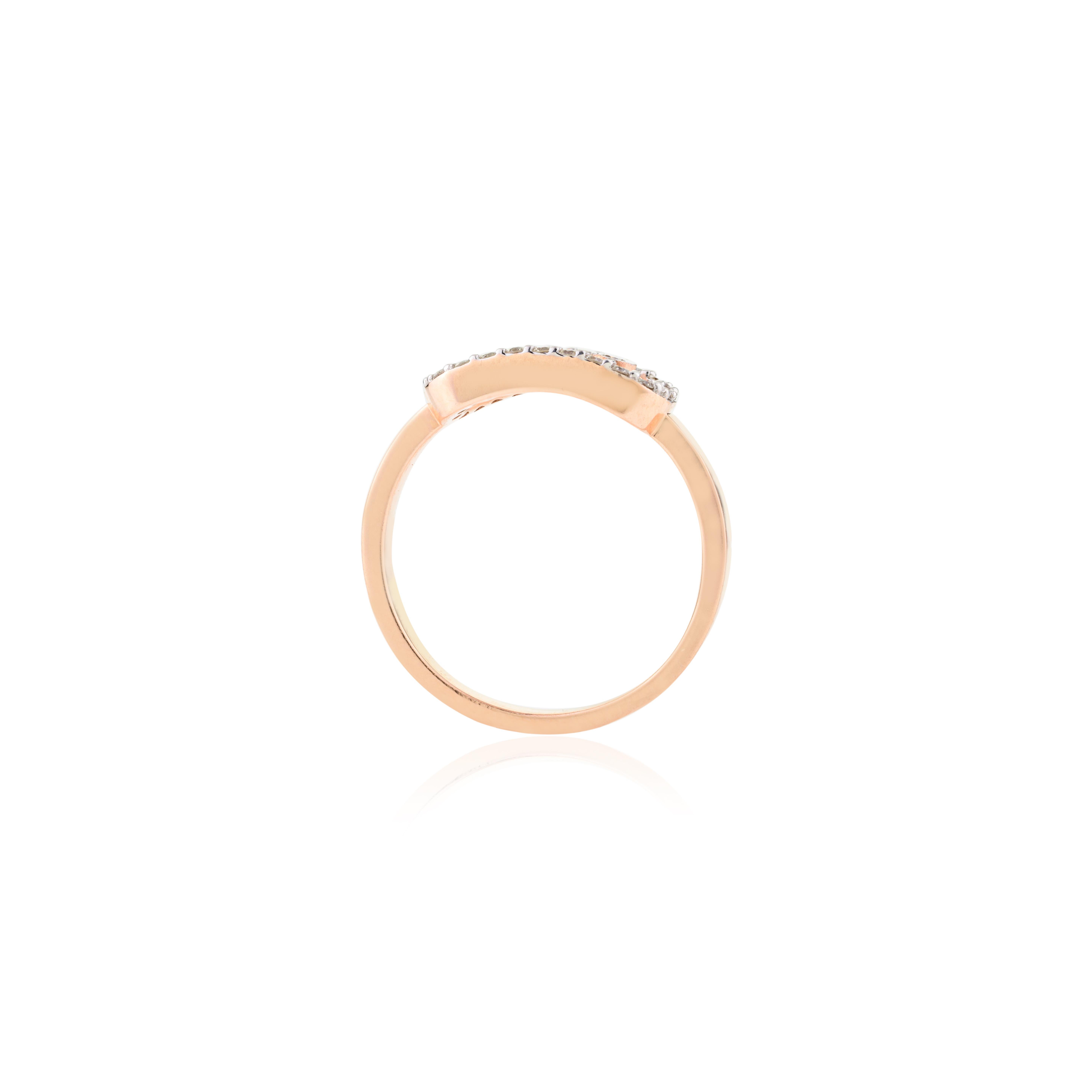 Im Angebot: Fine Diamond Uno Pave Minimalist Ring Geschenk für Sie in 14k Solid Rose Gold () 9