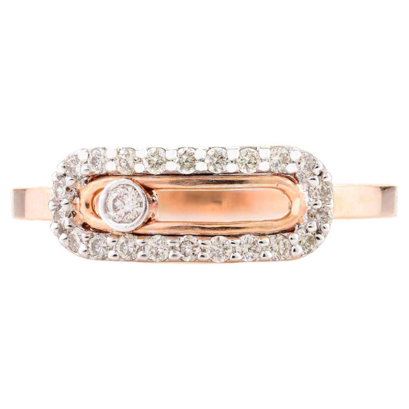 Fine Diamond Uno Pave Minimalist Ring Gift for Her in 14k Solid Rose Gold