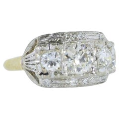 Fine Diamond Vintage Well-Made Ring in Yellow and White Gold, c. 1935.