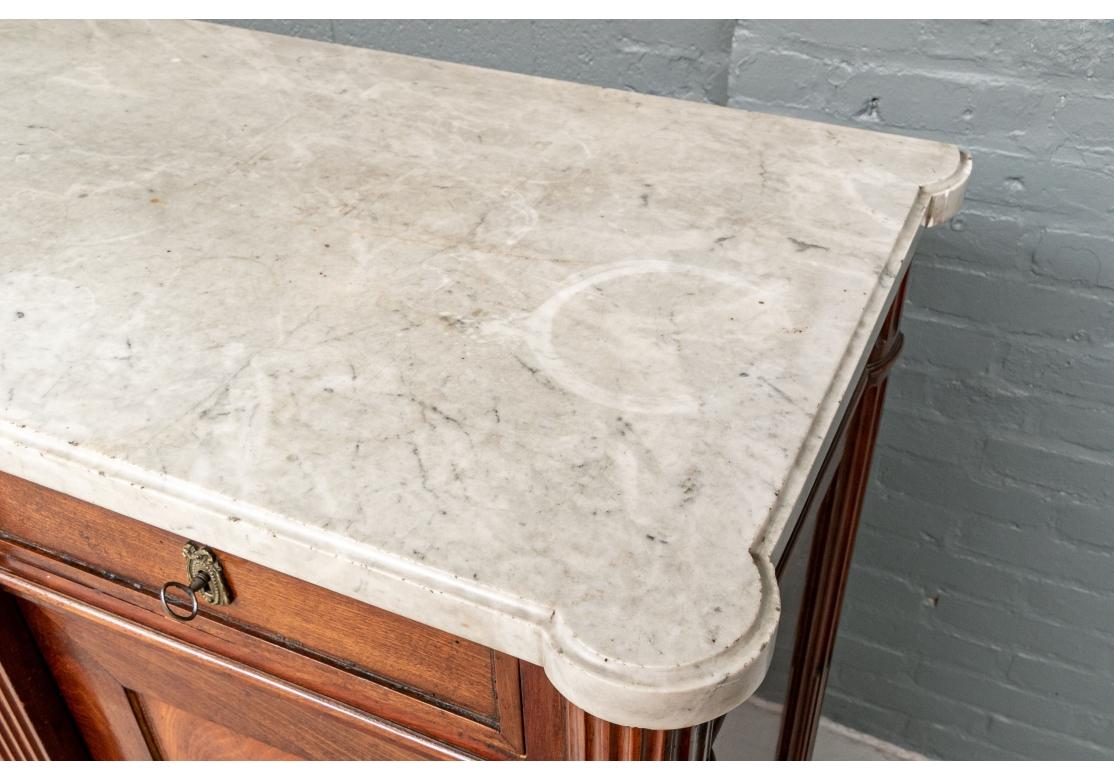 Brass Fine Directoire Style Mahogany Marble Top Sideboard