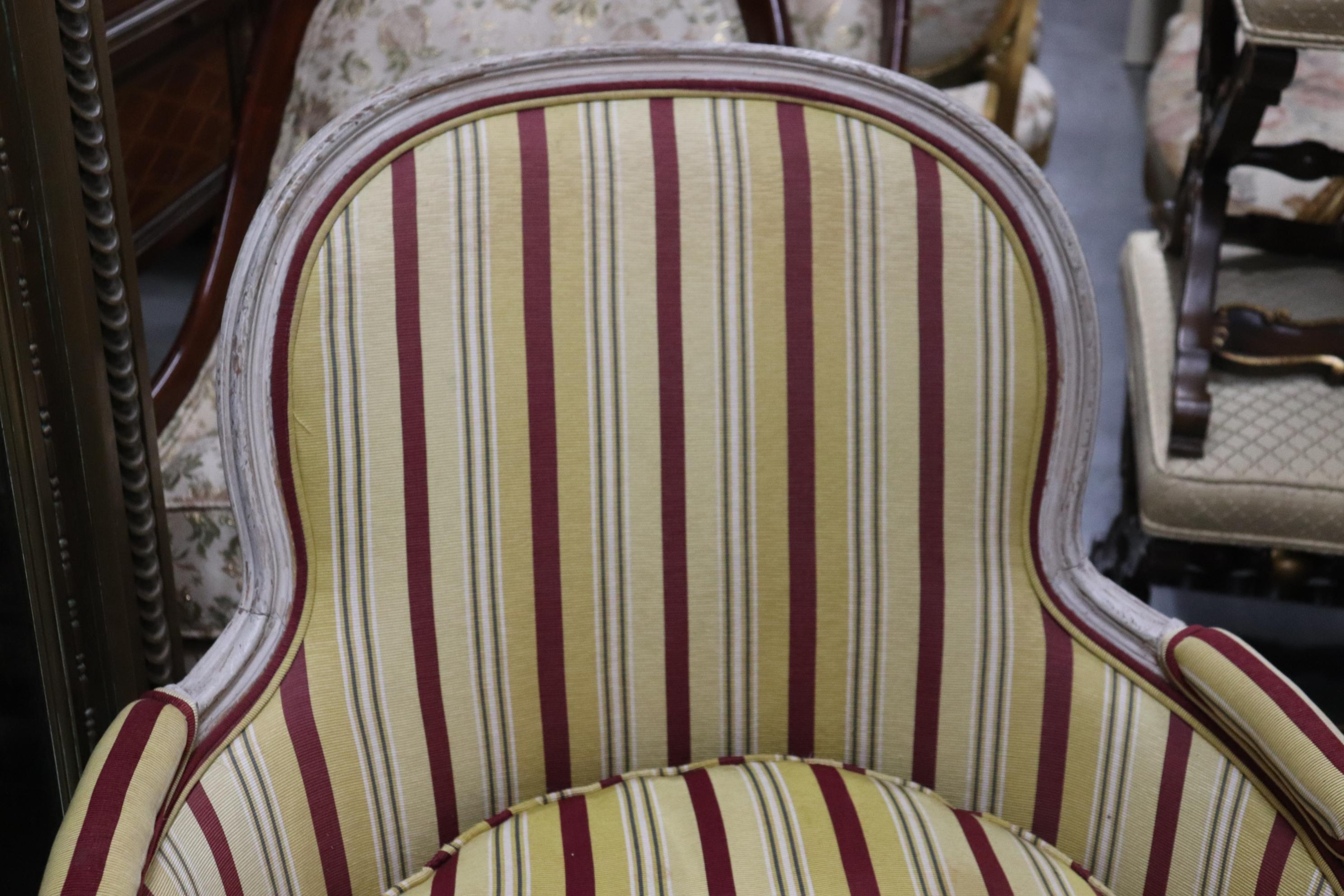 Fine Distressed Painted French Louis XVI Bergere Chairs Circa 1940 7