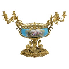 Fine Doré Bronze Sevres Style Porcelain Centerpiece