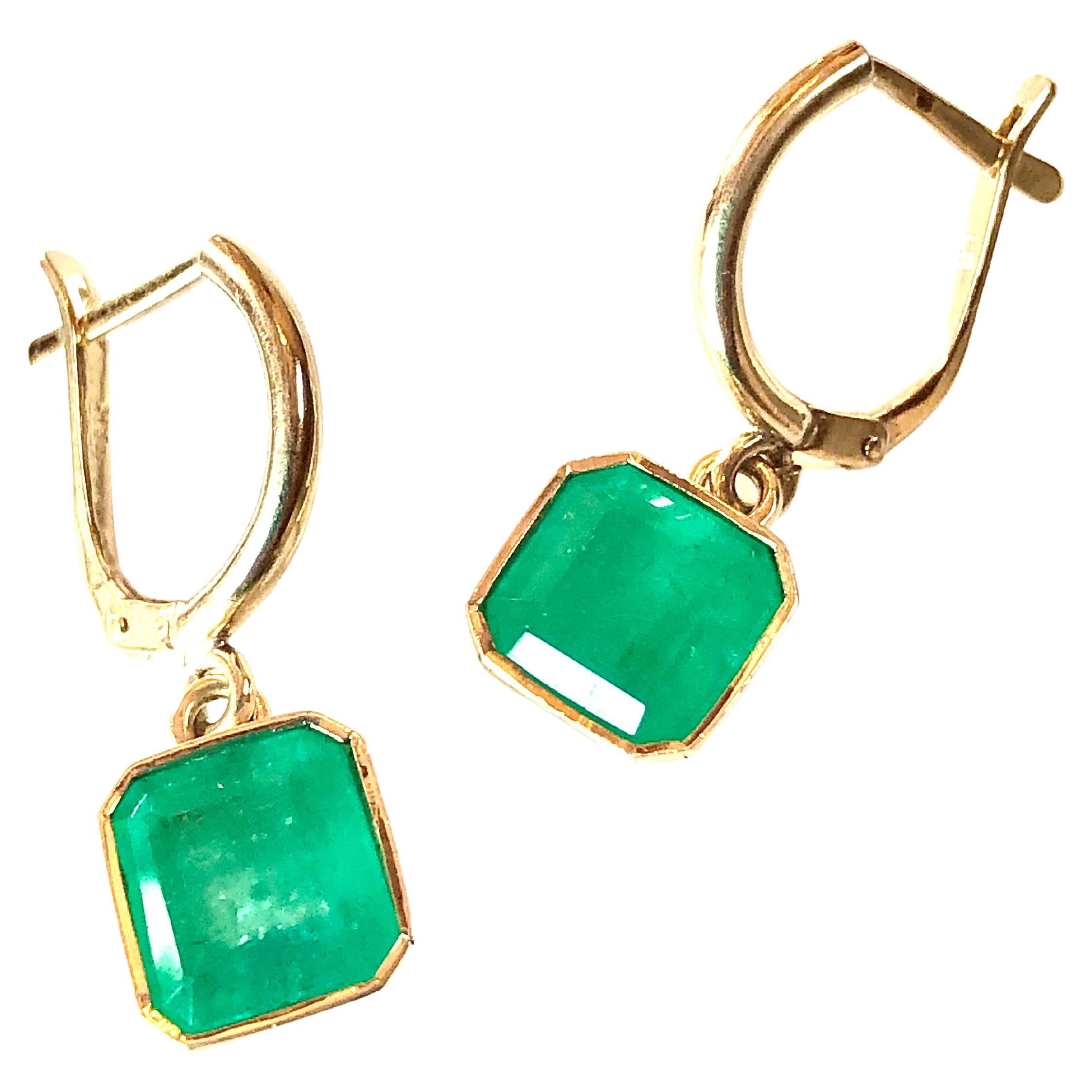 Emeralds Maravellous Drop 4.90 Carat Natural Colombian Emerald Earrings 18K 6