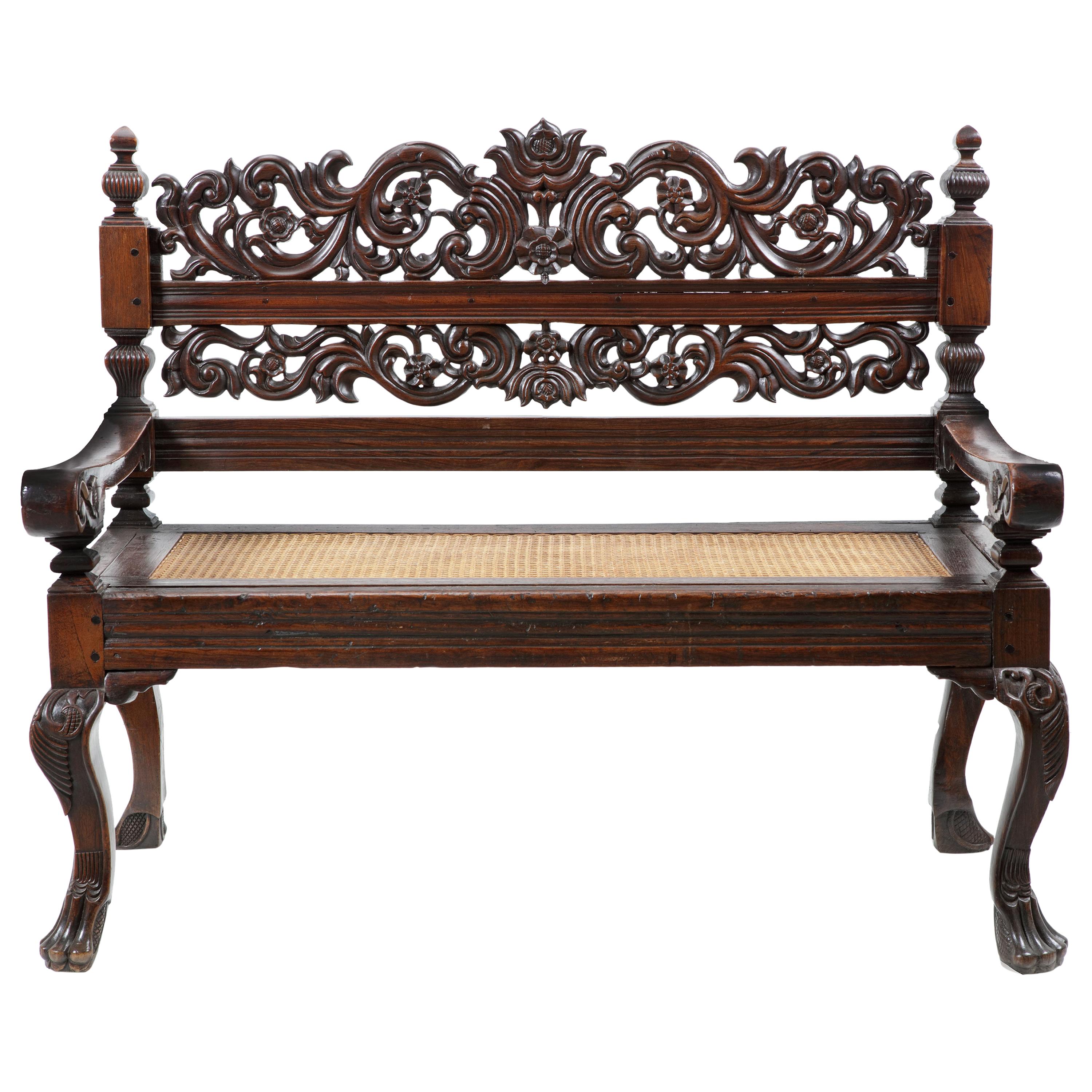 Fine Dutch Colonial Djati Bench, First Half of the 18th Century For Sale