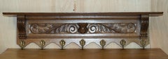 Fine Dutch Heavily Carved Oak Coat Hat Scarf Wall Rack Hanger Romantic Hooks