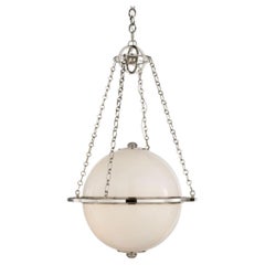 Used Fine E. F. Chapman Modern Globe Polished Nickel Pendant Visual Comfort Fixture