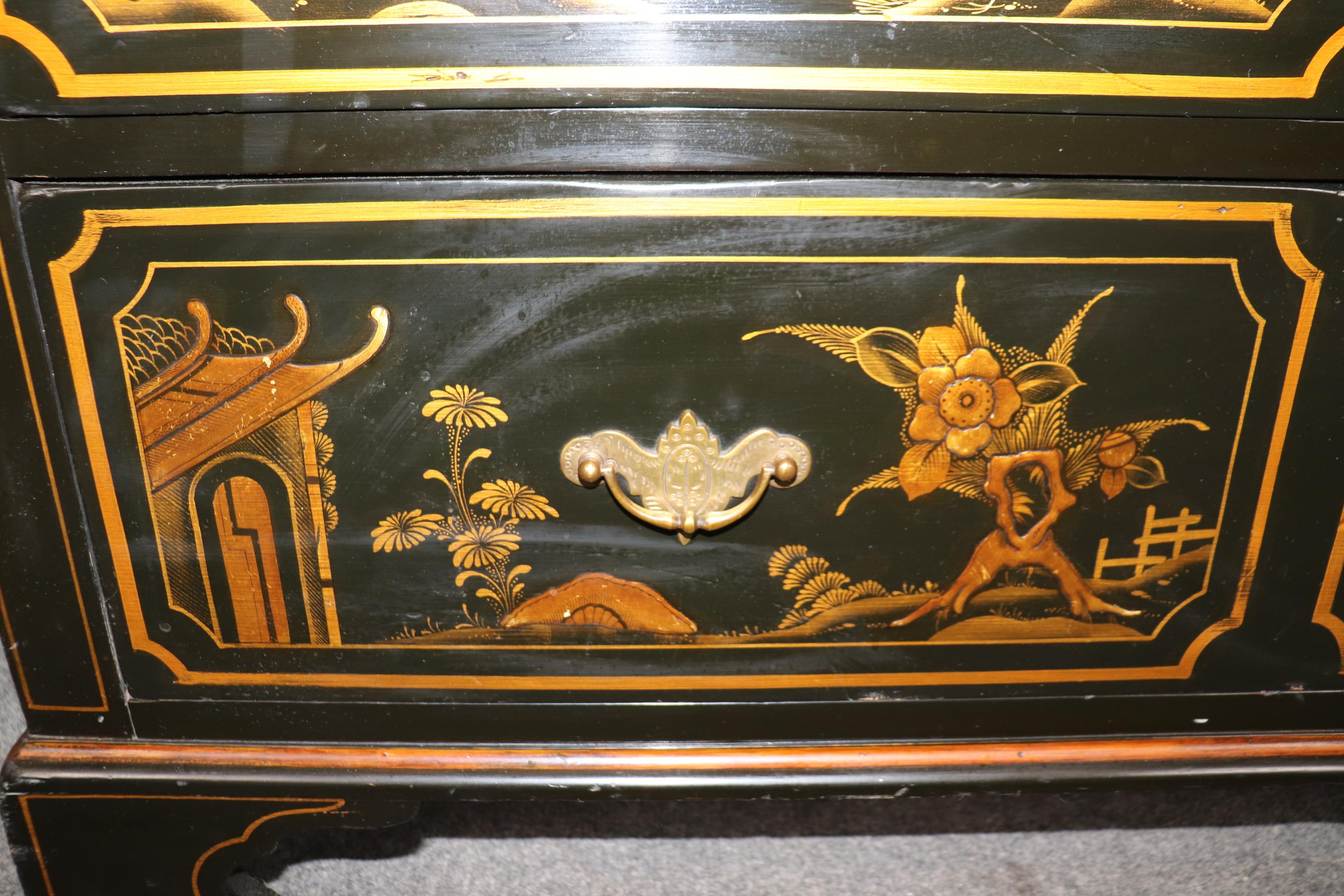 Fine early 1800s Era English Georgian Chinoiserie Paint Decorated Secretary Desk 11