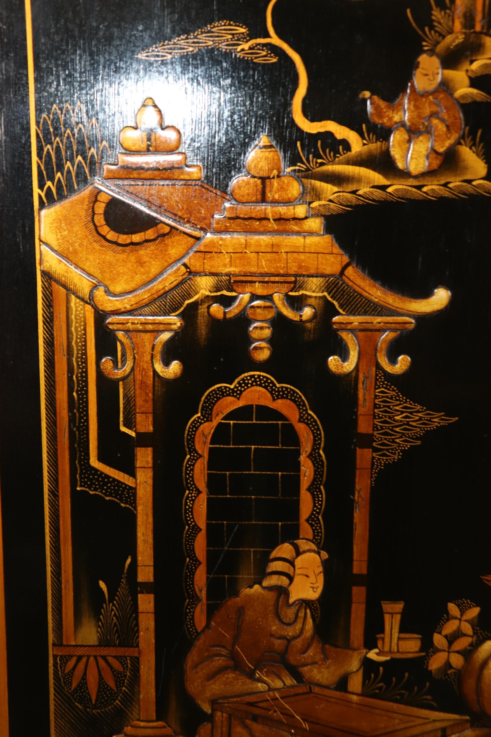 Fine early 1800s Era English Georgian Chinoiserie Paint Decorated Secretary Desk 12